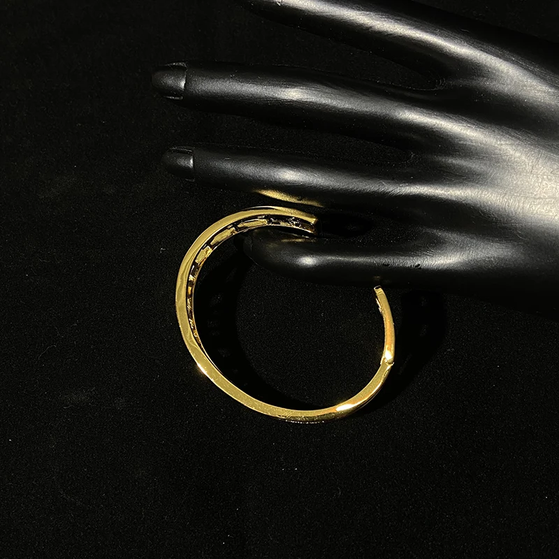 

S925 Sterling Silver New Golden Yellow Letter Open Bracelet Female Fashion Personality Bohemian Style Simple Luxury Fine Jewelry