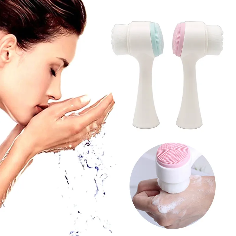

8 Colors Deep Cleaning Portable Manual Women Blackhead Double Side Silicone Face Cleaning Brush