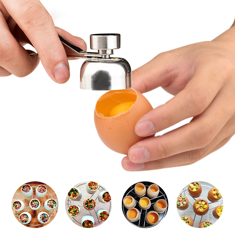 

Topper Egg Cracker 304 Stainless Steel Egg Opener Creative Egg Cutter Boiled Raw Egg Open Creative Kitchen Tool
