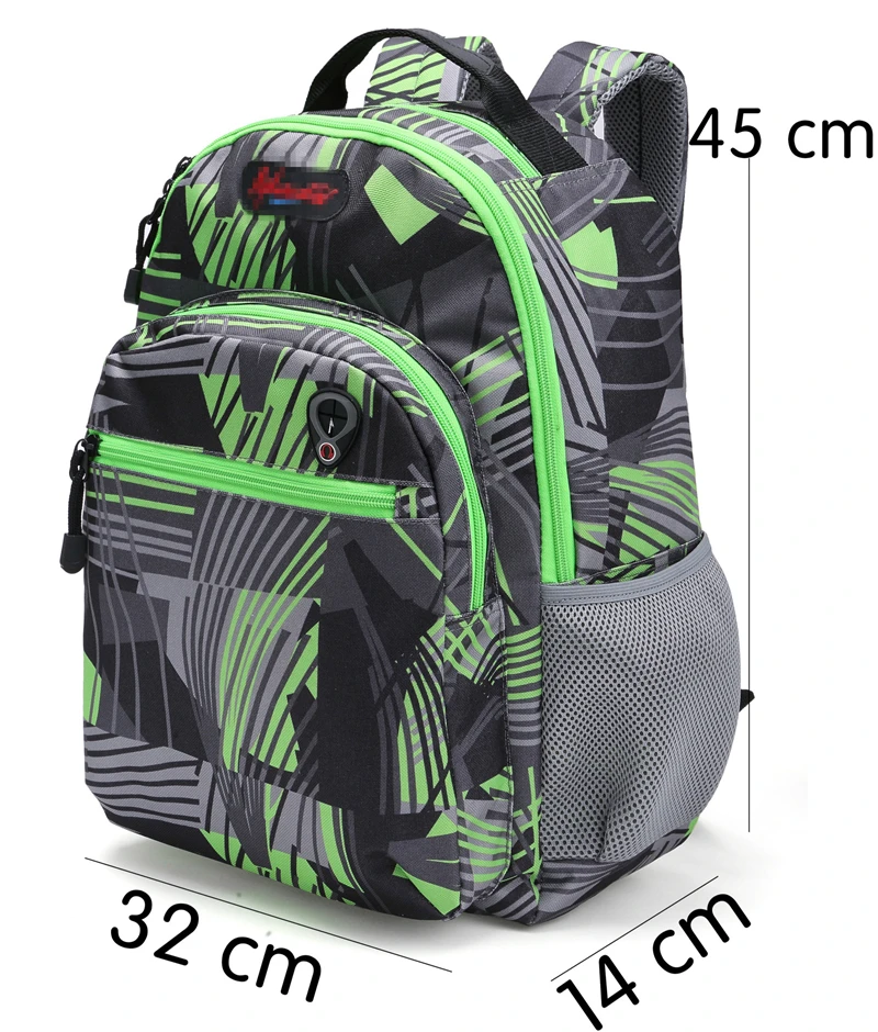 Geometric Prints School Bag for Boys Nylon Men Rucksack Multifunctional Travel Backpack Sports Bag Bookbag School Teen 17.7''
