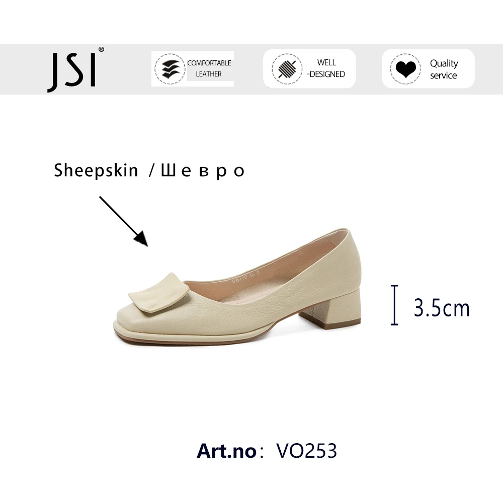 

JSI Concise Stylish Pumps Shoes Women Mid Heels Office Lady Soft Spring Autumn Square Toe Loafer Daily 2021 Working VO253