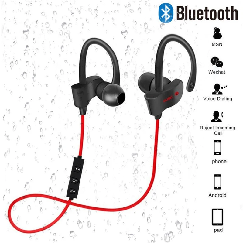 Bluetooth беспроводные наушники спортивные стерео гарнитура с микрофоном ушным