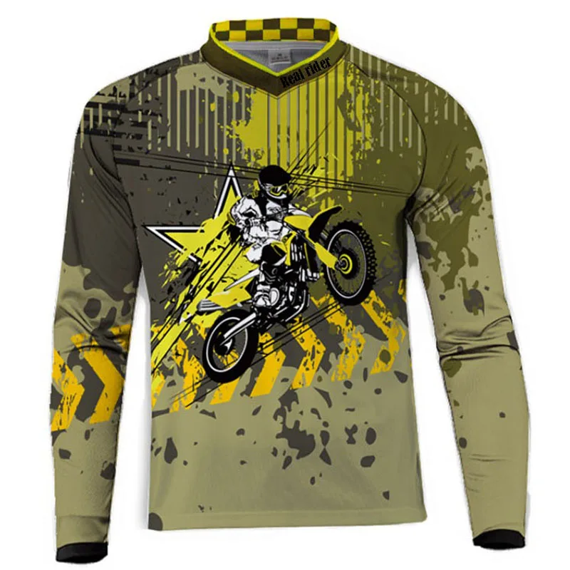 N Быстросохнущая футболка для мотокросса MX bike BMX DH MTB с коротким рукавом дышащая быстросохнущая футболка одежда mtb - Цвет: N