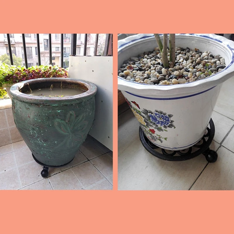 

Plant Pallet Caddy Plant Pot with Heavy Duty Wheels Round Flower Pot Planter Trolley Casters Rolling Tray Coaster
