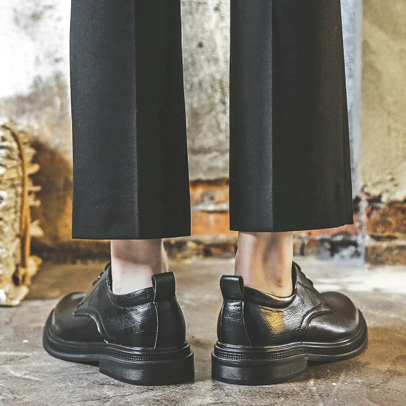 

High Quality Leather Men's Simple Casual Shoes Spring Autumn Breathable Mens Fashionable Antiskid Lace up flat Driving Shoes