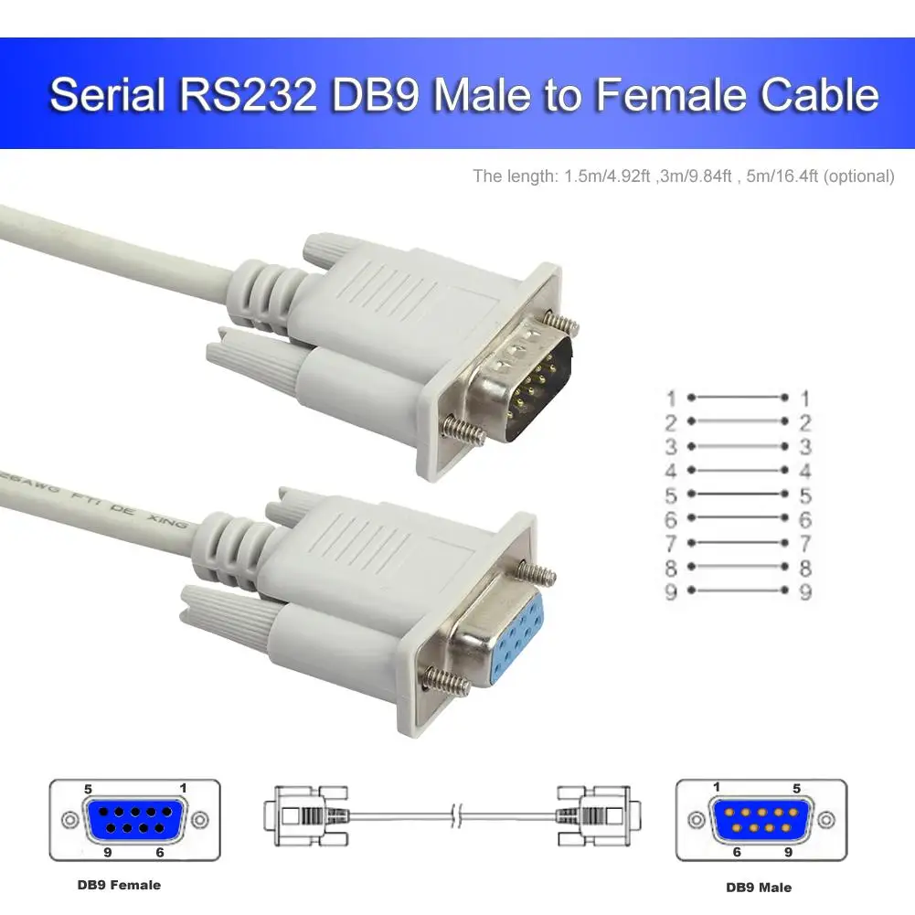 1 5 м/3 м/5 м Серийный RS232 9-контактный штекер-гнездо DB9 удлинитель аудио кабель Шнур