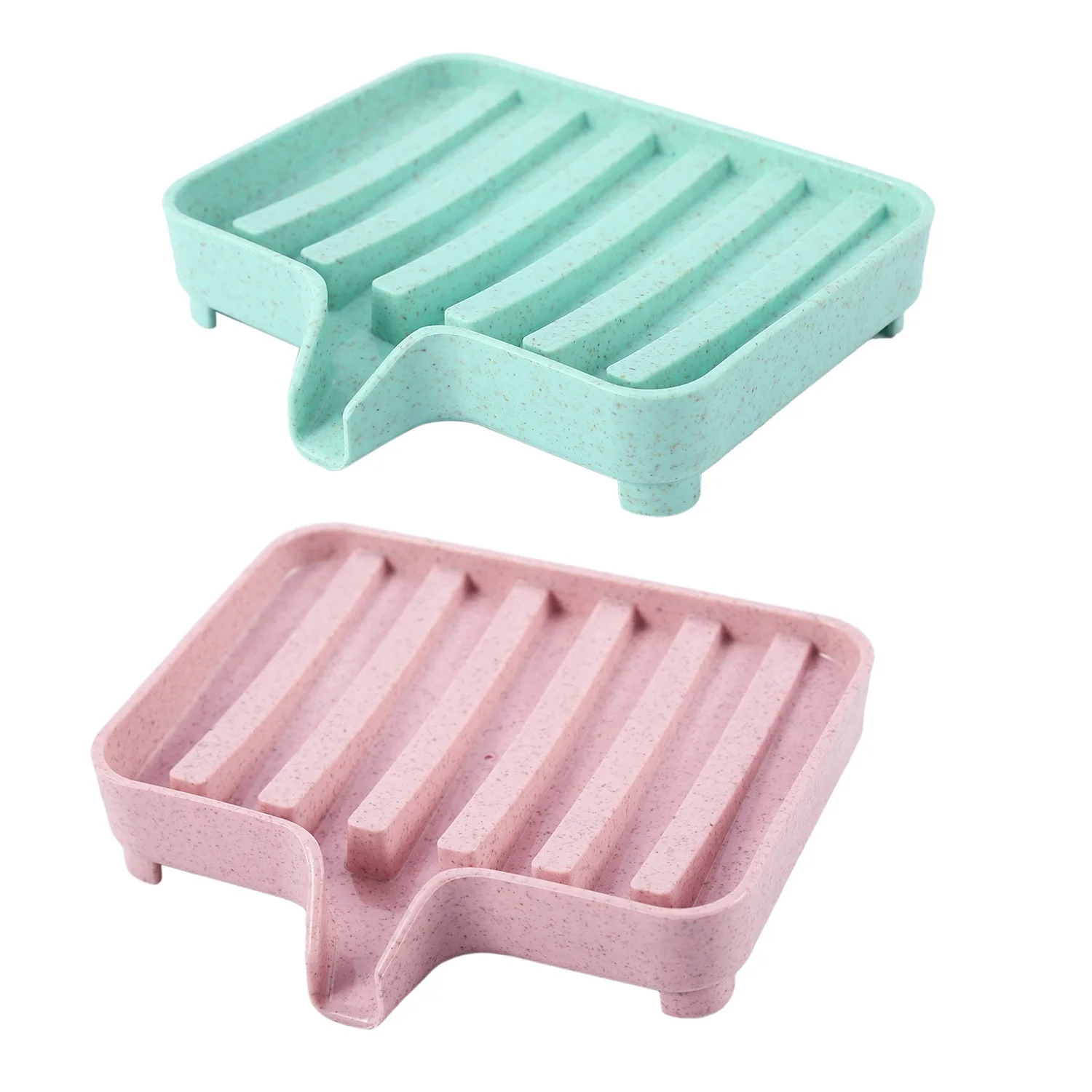 

2x Sponge Holder Storage Rack Drain Soap Box Tray Soapbox Shower Soap Tray Tool Soap Dish Plate Holder Green & Pink