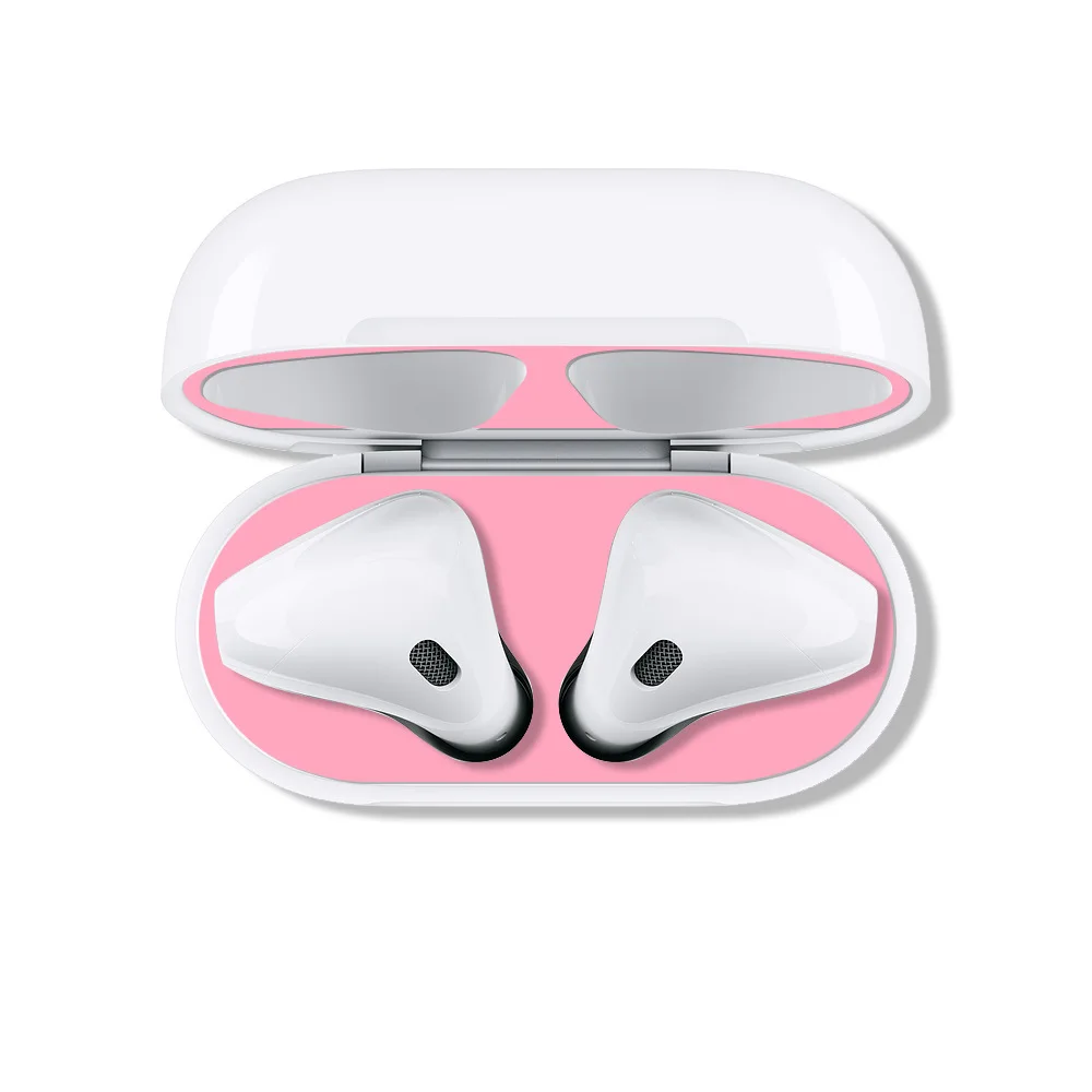 pink 2 пары красочных защитных стикеров, защитный чехол, защита от пыли для Apple Airpods, зарядная коробка для наушников - Цвет: pink