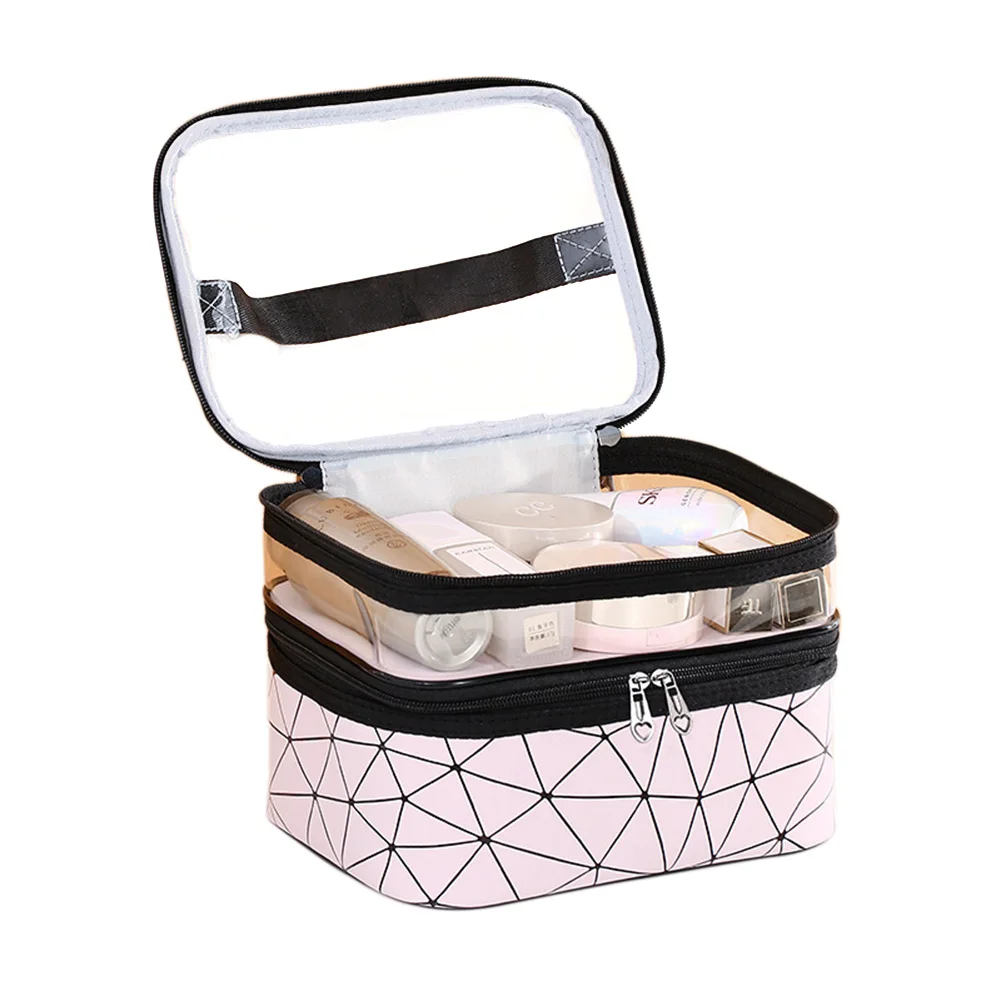 Водонепроницаемая женская косметичка из искусственной кожи двухслойная