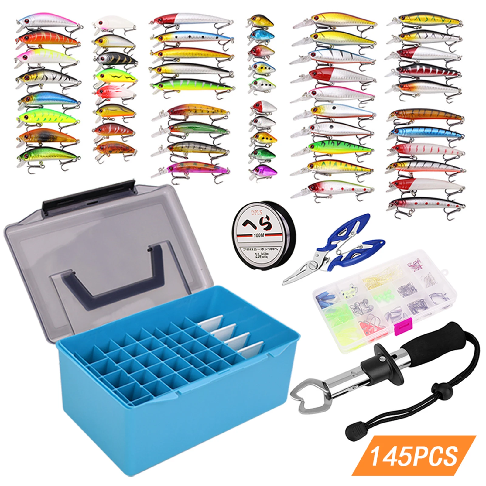 

143pcs Fishing Accessories Kit Assorted Fishing Minnow Lures Baits Soft Worm Lures Jig Hooks Swivels with Tackle Box