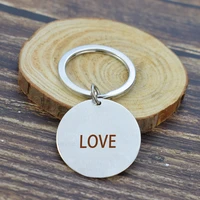 faithlove keychain inspirational letters engraved jewelry stainless steel car key chain charms pendant couple gifts