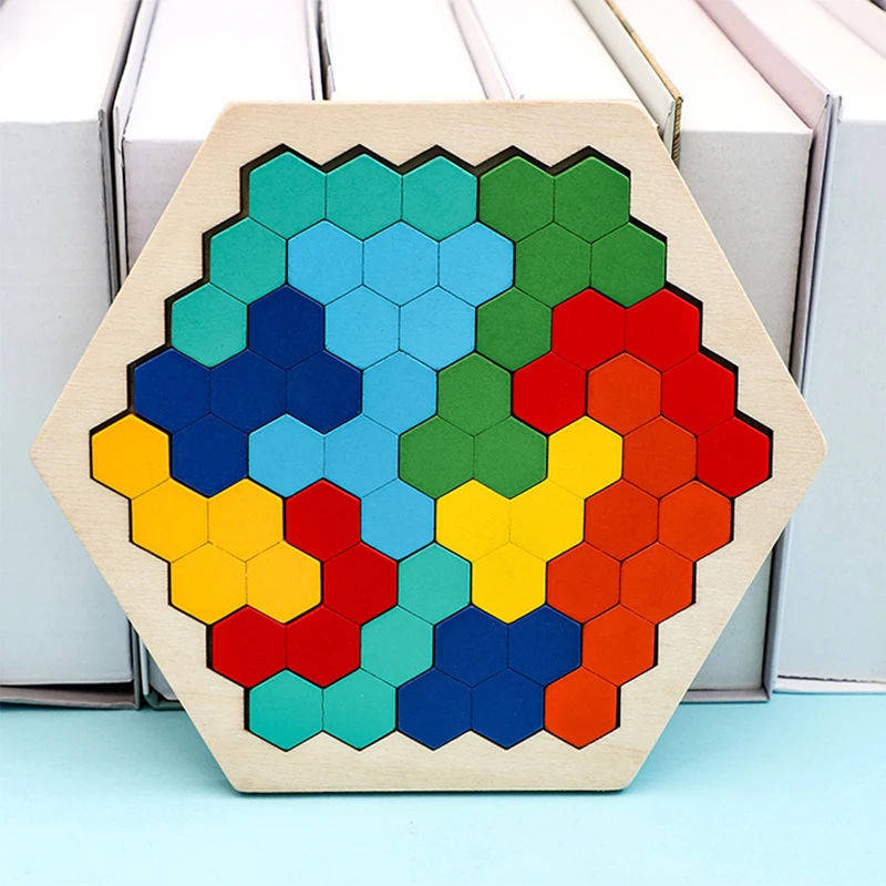

Puzzle Early Education Solid Wood Colored square Color Wood Educational Toys A Wooden Toys Of 3D Wooden Game For Adults Kids Toy