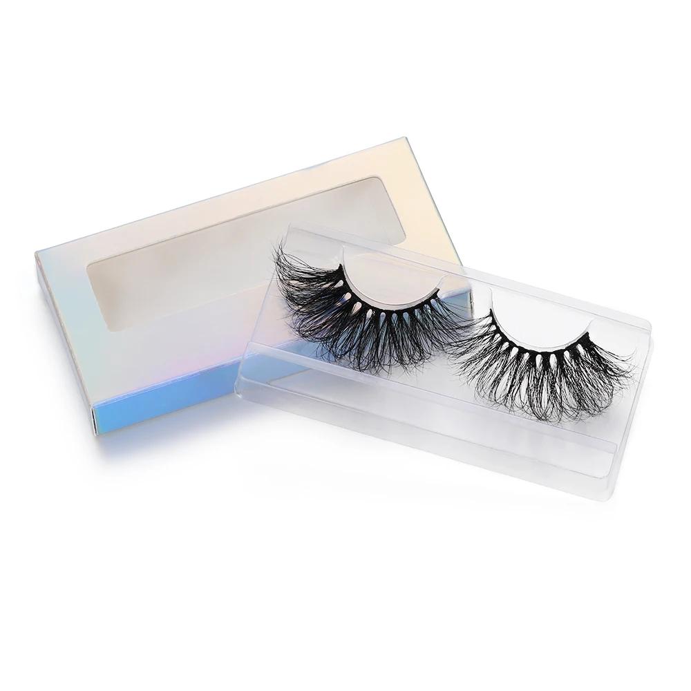 

new10 Pcs Holographic Paper False Eyelashes Empty Box with Plastic Tray Eyelash Packaging Box Fake Lashes Case Holder Wholesale