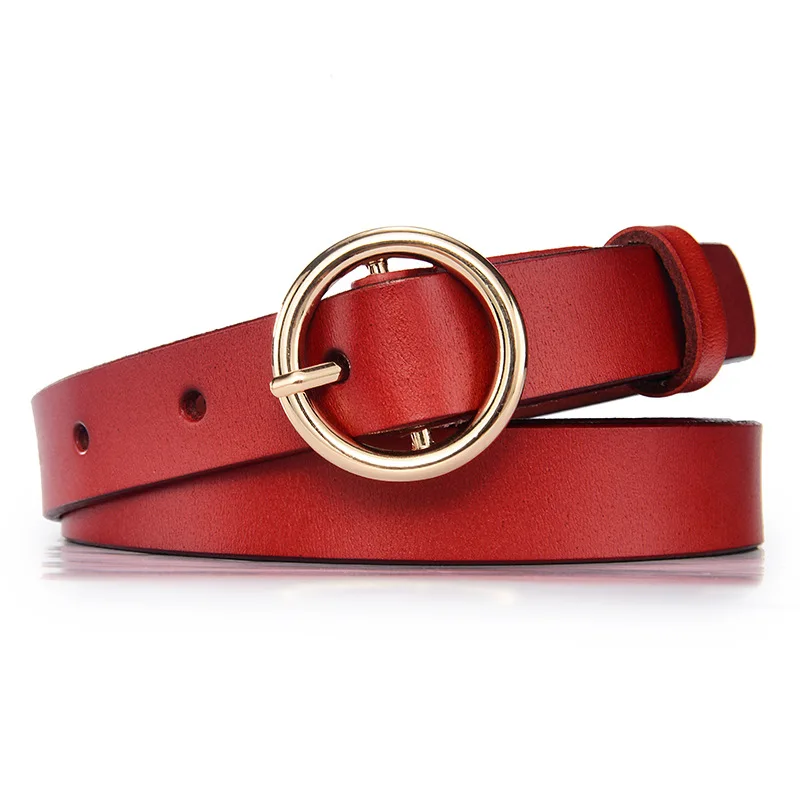 

Ремень из воловьей кожи с пряжкой-кольцом в Корейском стиле Женский универсальный ремень Женская тонкая и простая декоративная юбка брюки ...