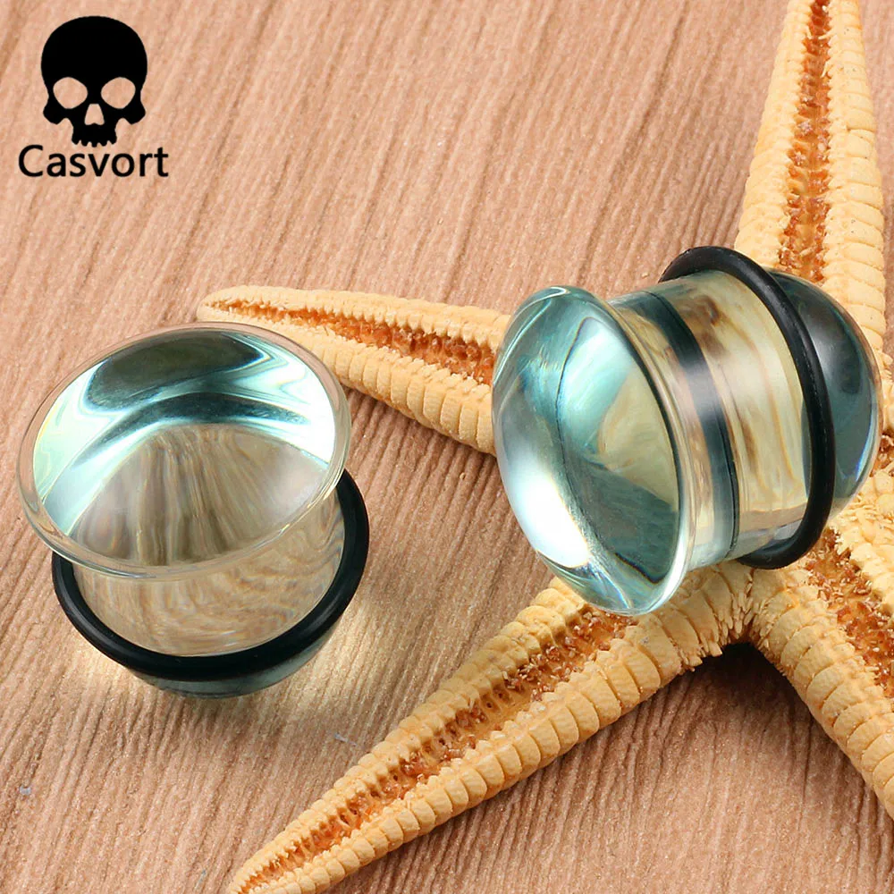 Casvort, 2 шт., новинка, резина, стекло, для ушей, для тела, ювелирные изделия, расширители для пирсинга, туннели, пробки, стрелы, ушные датчики, подарок для женщин и мужчин - Окраска металла: clear
