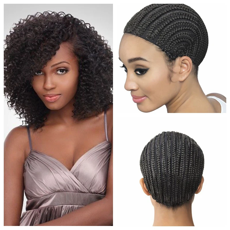 

wholesale stock hot sale fashion Knitted synthetic wig cap Wig Crochet Caps With Adjustable Straps