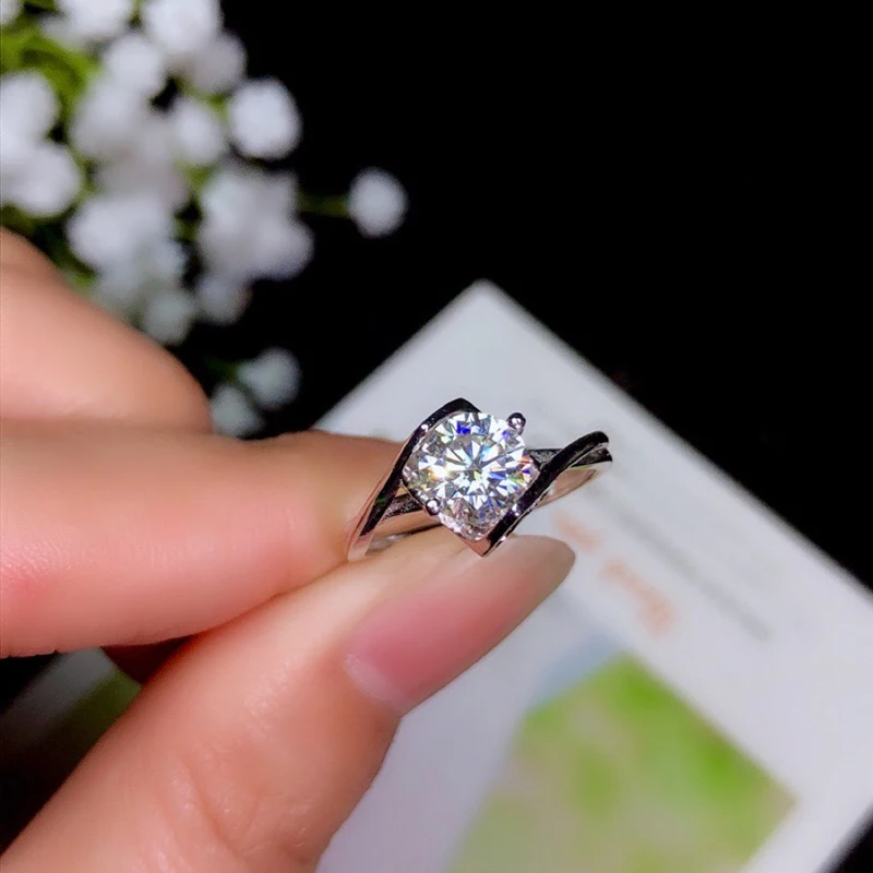 BOEYCJR 925 Silver 0.5ct/1ct/2ct F color Moissanite VVS Engagement Wedding Diamond Ring With national certificate for Women | Украшения и