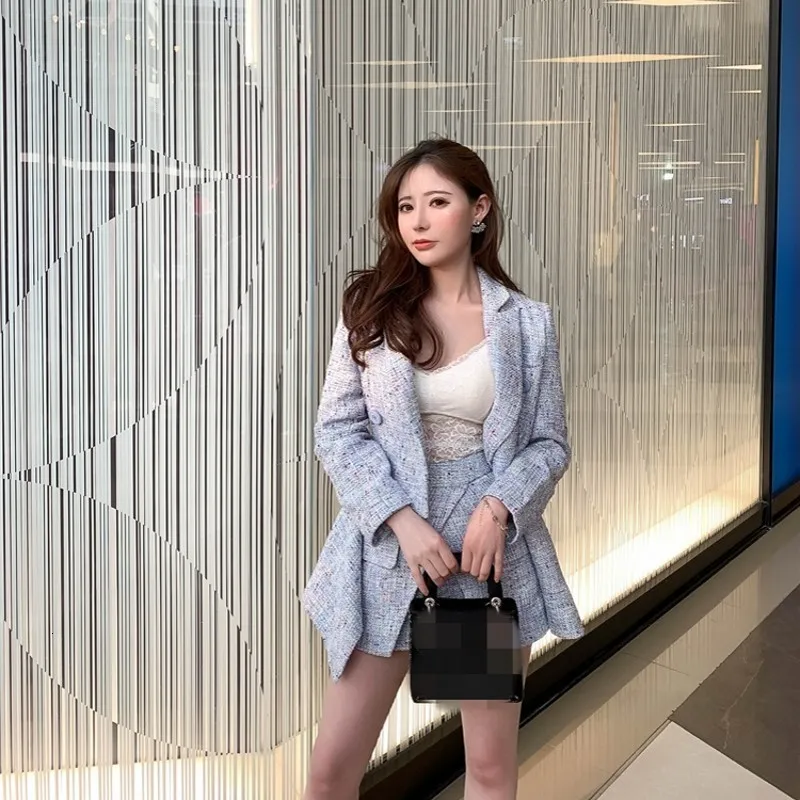 Качественные винтажные женские твидовые наряды из 2 предметов двубортный