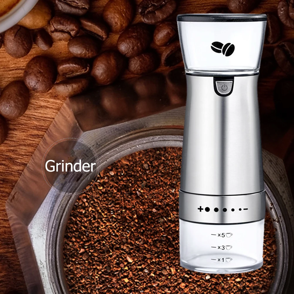 

Household Coffee Grinder Portable Electric Coffee Bean Pepper Grinders USB Rechargeable Kitchen Stainless Steel Tool Grinders