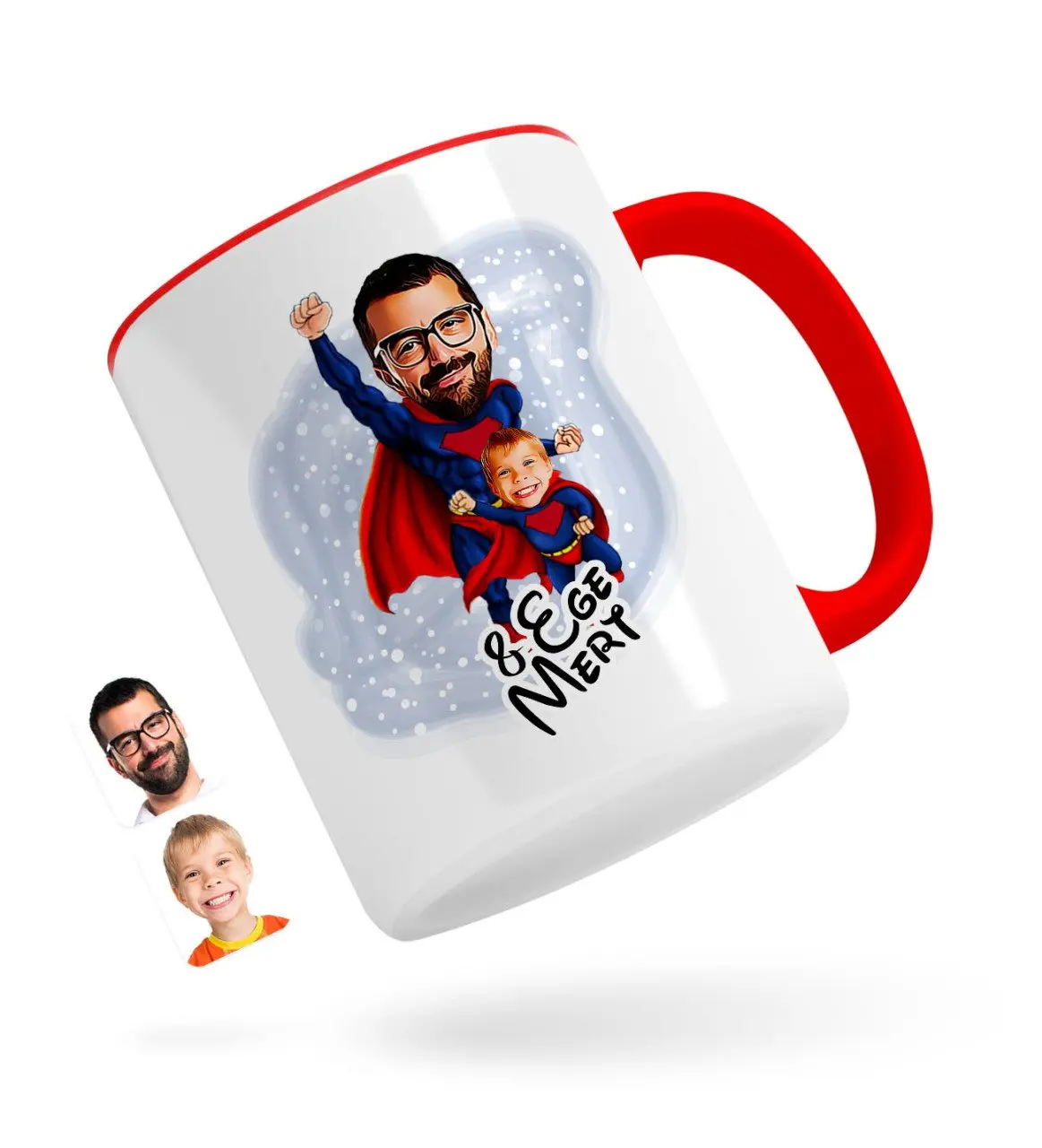 

Персонализированная СУПЕРПАПА-ребенок карикатура красной чашки