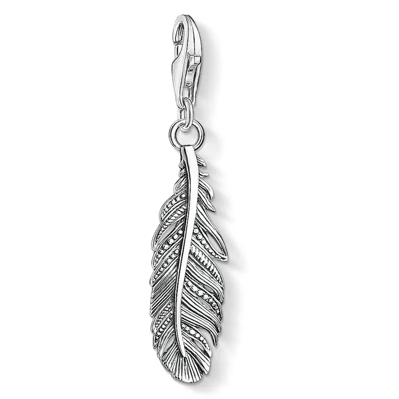 Thai Silver Шармы, кулон в виде пера 925 пробы серебряный черный золотой цвет Томас стиль браслет ожерелье Модные ювелирные изделия Аксессуары для женщин и мужчин - Окраска металла: Thai Silver