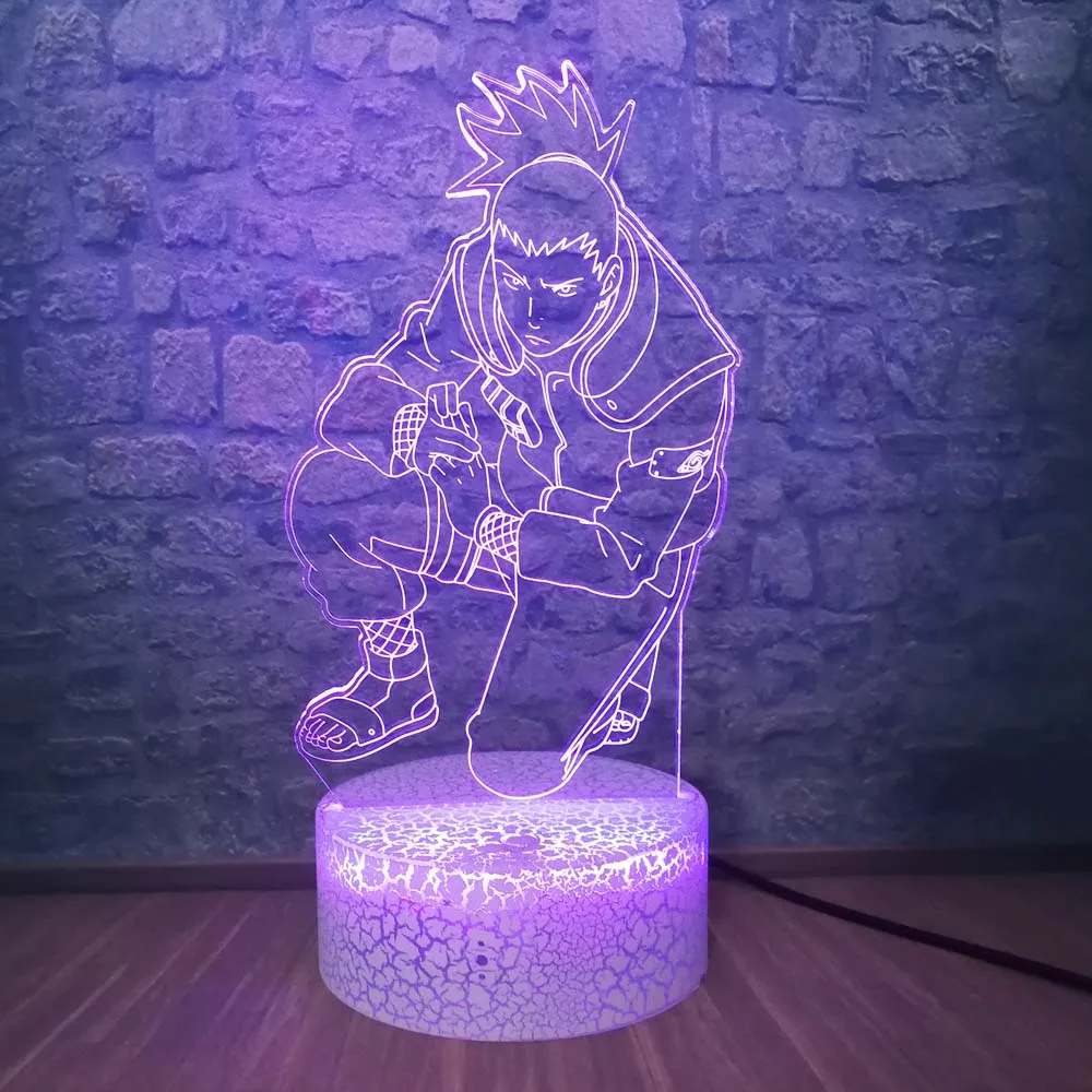 Наруто 3D иллюзия Лампа для детской спальни ночник Nara Shikamaru светодиодная цветная