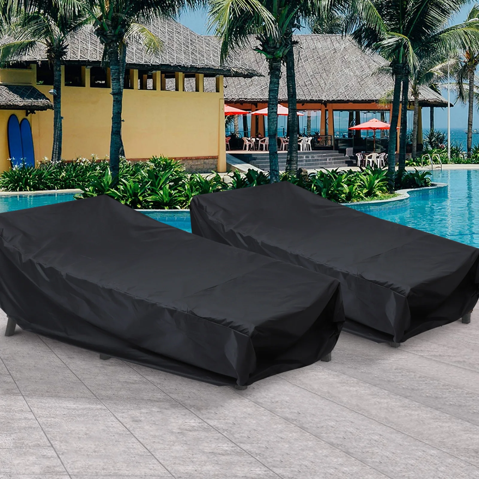 

1PC Heavy Duty Waterproof Chair Cover Dustproof Rain Cover For Outdoor Garden Patio Furniture Protector 210X80X70cm Black