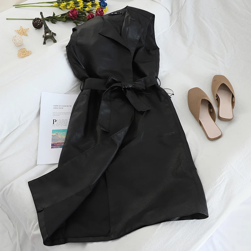 Gagarich женские жилеты без рукавов средней длины с поясом на талии женский