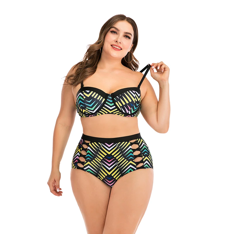 Женский комплект бикини в стиле ретро с геометрическим принтом купальник