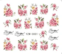 2 sheets rose nail art stickers for girls pink nailart flowers water decals diy 3d charms paper decorations for manicure design