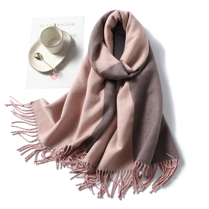 2019 дизайнерский бренд розовый желтый женский зимний теплый шарф кашемировая