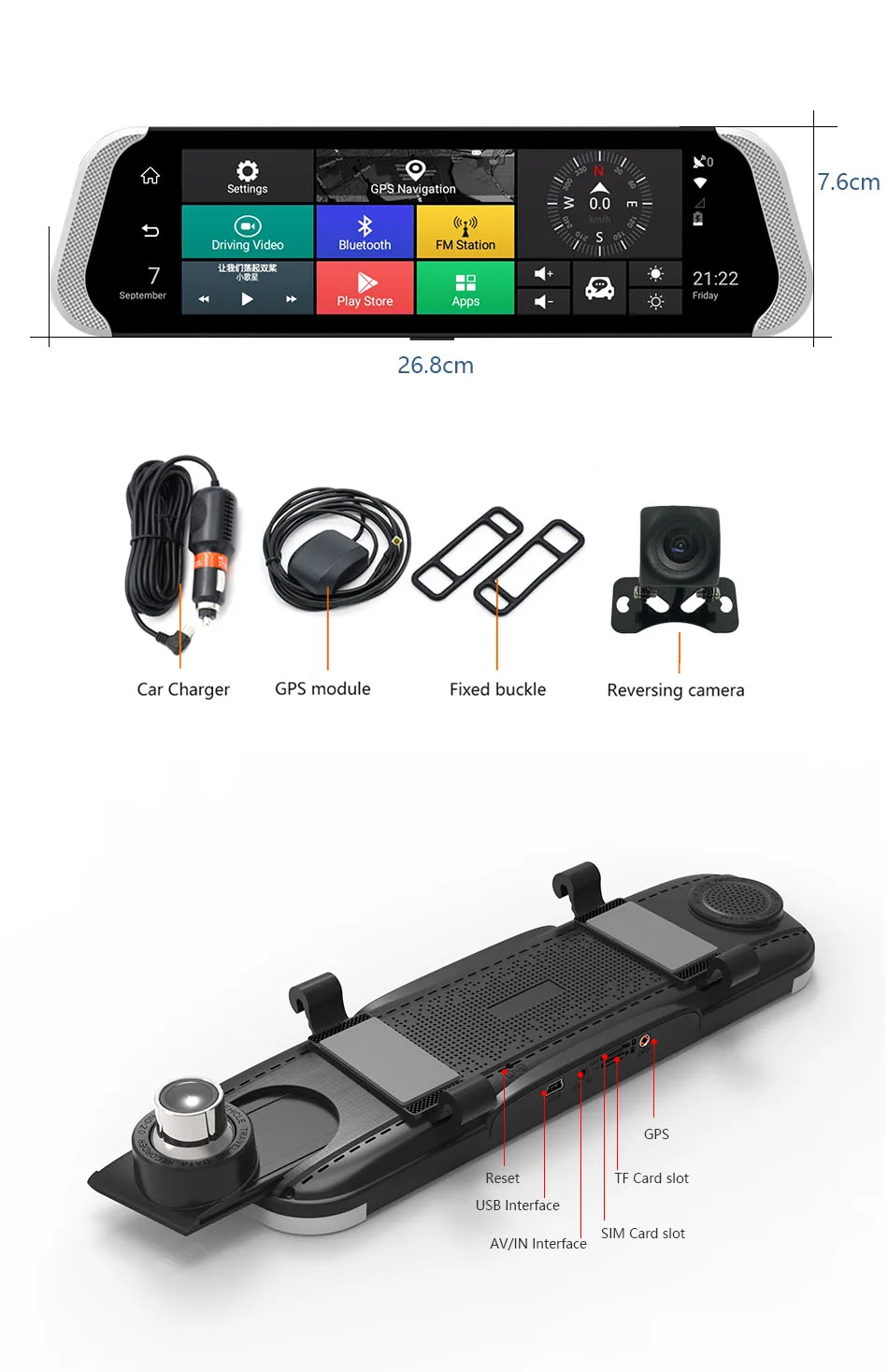Fansicouk 10 ''Android 4G зеркало заднего вида Автомобильный видеорегистратор FHD 1080P ADAS gps двойной видеорегистратор dvr авто камера регистратор видео рекордер 786
