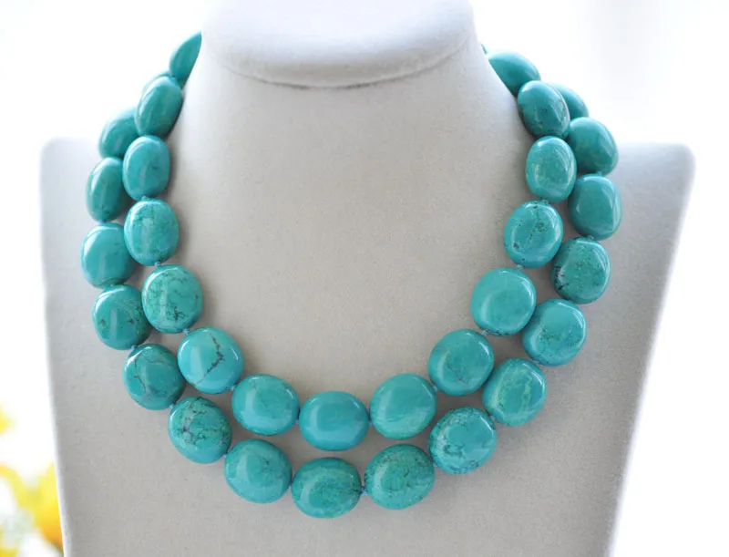 

S2393 30" A++ 18mm Natural Egg Turquoise Bead Necklace