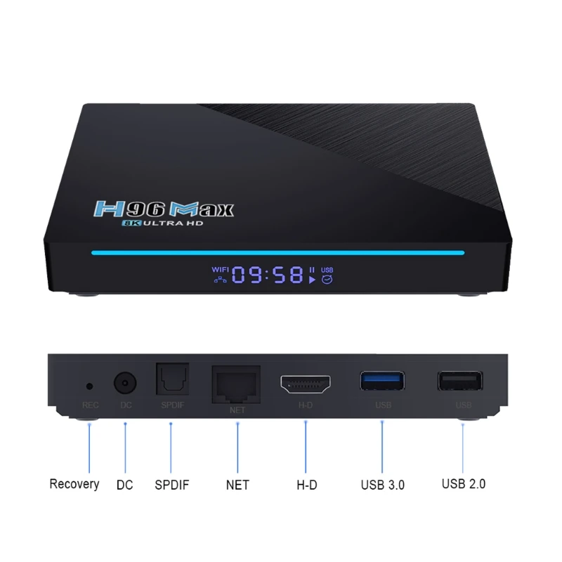 

H96 Max RK3566 Quad Core Dual Wifi 11 TV Box 4GB 32GB/8GB 64GB 2.4G / 5G BT4.0 8K Hd 1000M Set Top Box Media Player J0PB