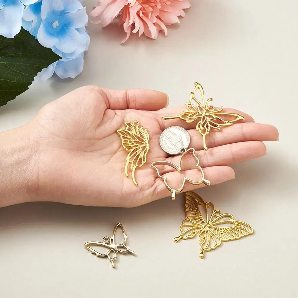 10 шт./компл. из золотого сплава с открытой спиной ободок Бабочка Подвески для DIY УФ
