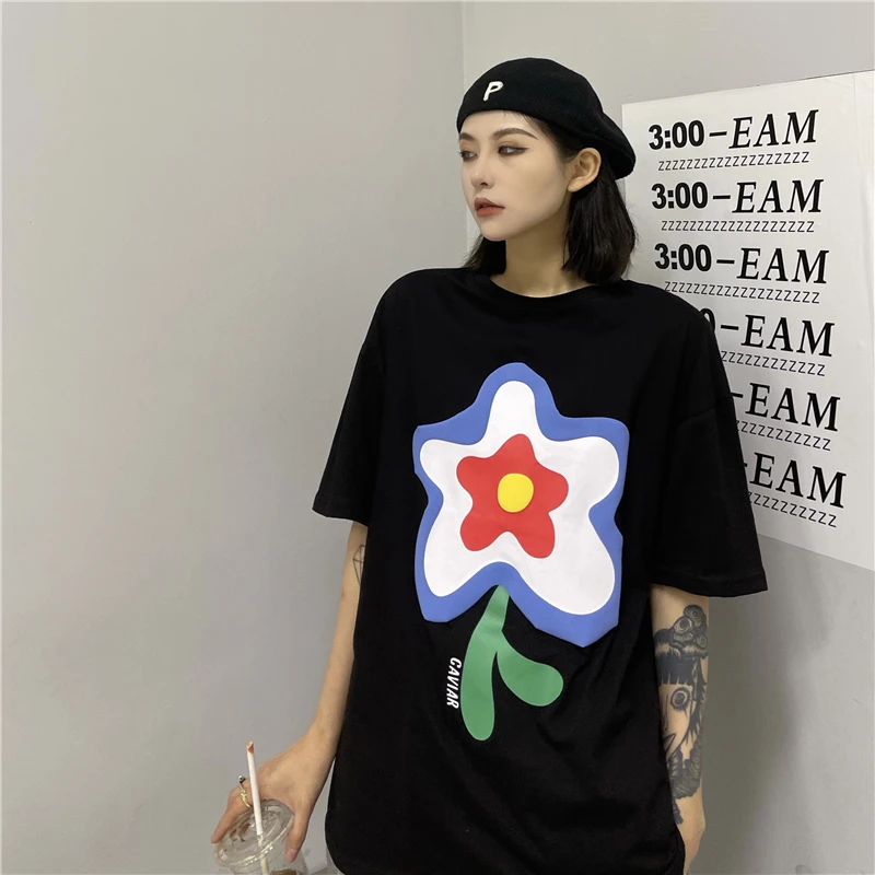 3376 women new summer trend printing loose casual short-sleeved T-shirt