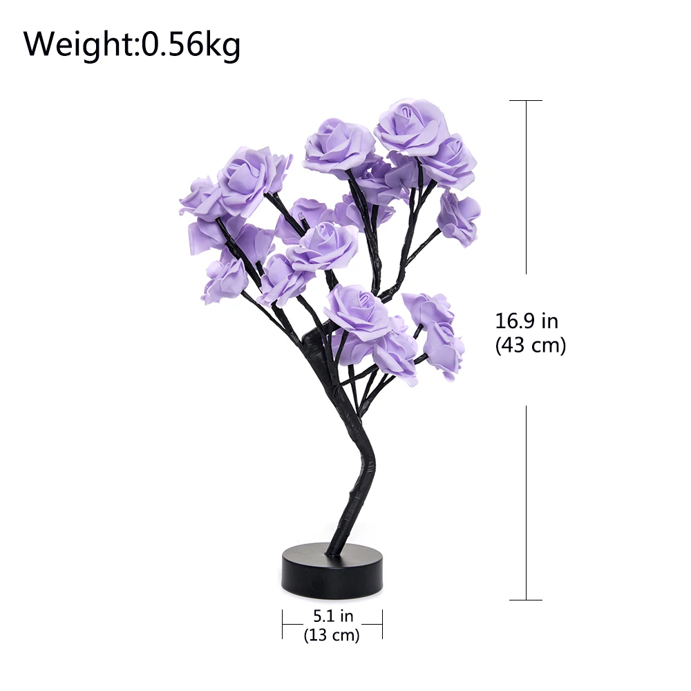 

Rose Flower Tree LED Night Light Table Lamp Garland Lamp for Home Bedroom Decor Fairy Light Luminary Holiday Lighting Party Gift