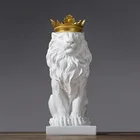 Скандинавская креативная статуя в виде короны и Льва, украшение из смолы для дома, ремесла, талисман, современная настольная статуэтка, скульптура, художественный подарок
