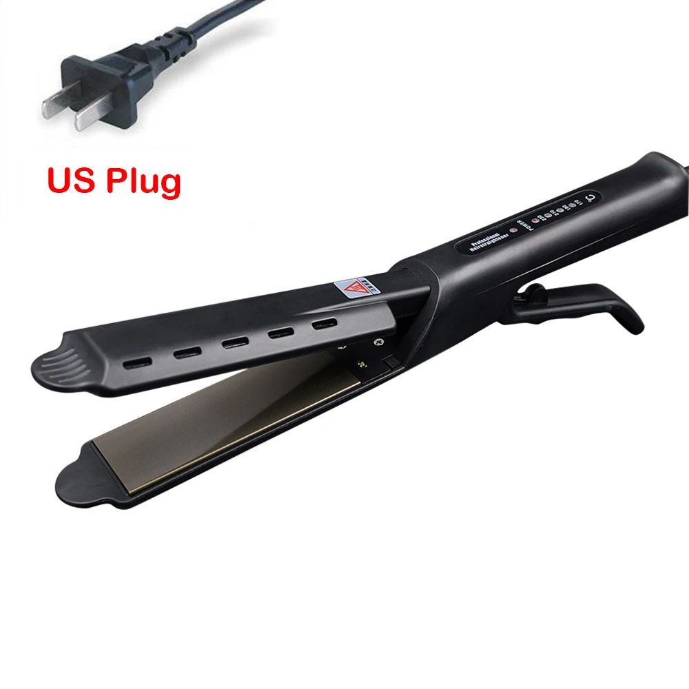 US Plug Professional Salon Ceramic Tourmaline Ionic Flat Iron Hair Straightener Salon Glider hair straightening hair styling accessories - Цвет: US Plug