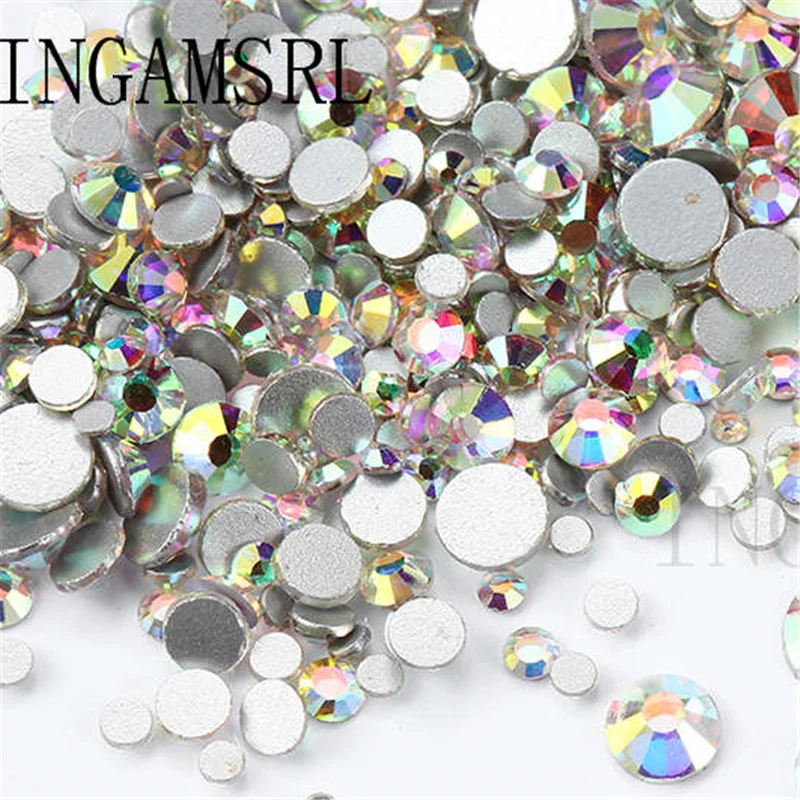Стразы Crystal AB Супер Блестящий SS3-SS50 Non Hot Fix FlatBack шитье стразами &amp Fabric Garment Nail Art