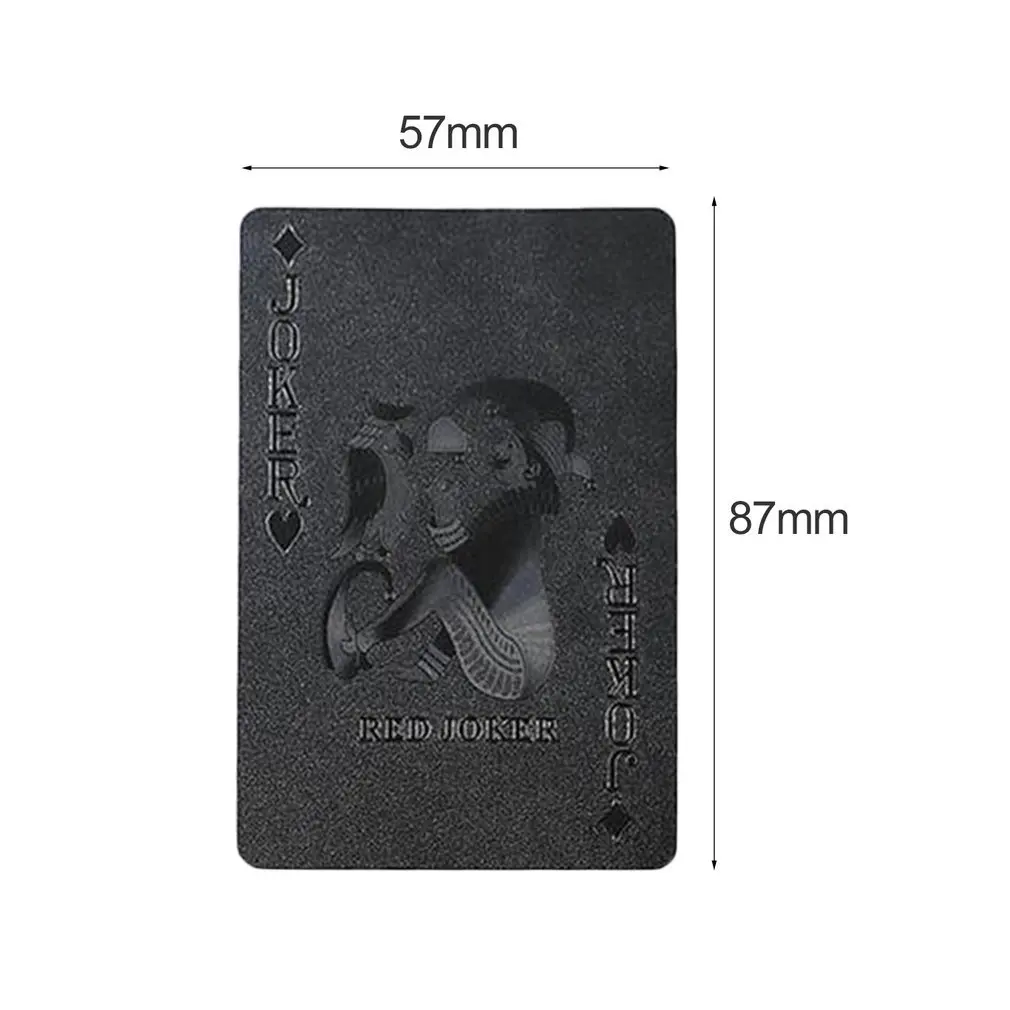 

54pcs/pack Fashion Gold Foil Poker Novelty Collection Waterproof PVC Plastic Playing Cards Set Solid Color Black Board Game