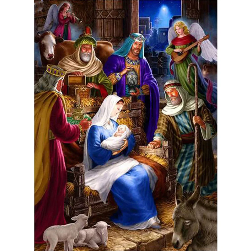 

Diy Diamond Paintings Jesus Christ Birth Christmas Diamond Pattern Beadwork Pictures Needlework Religious Diamond Mosaic Craft