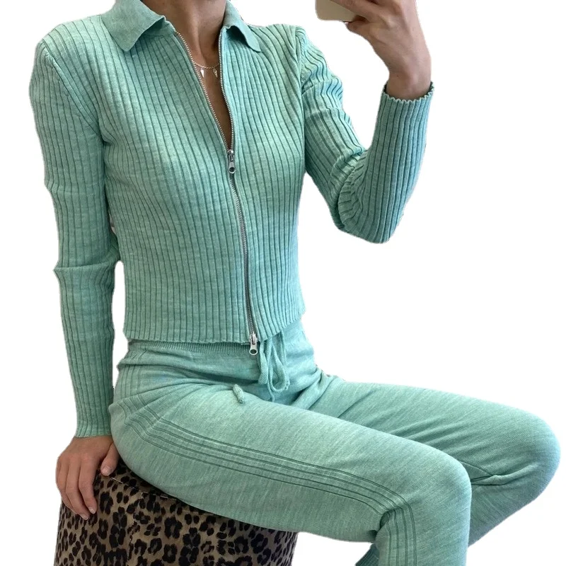 

EBay Hot Selling European and American Women's Clothing Autumn and Winter New Fashion Long Sleeve Sweater Suit Two-Piece Set