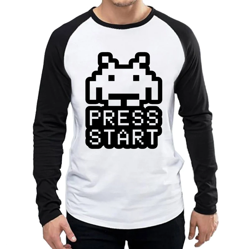 

Long Sleeve Space Invader T-Shirt For Mens Women Fashion Funny Print Tops Tees Summer Black Full Sleeve Unisex Game Clothes