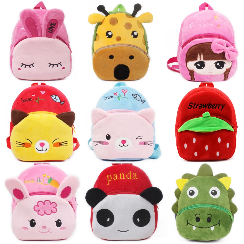 

Fashion Children School Bags 3D Cartoon Print Plush Kids Backpack Kindergarten Boys and Girls School Bags Mini Backpack Book Bag