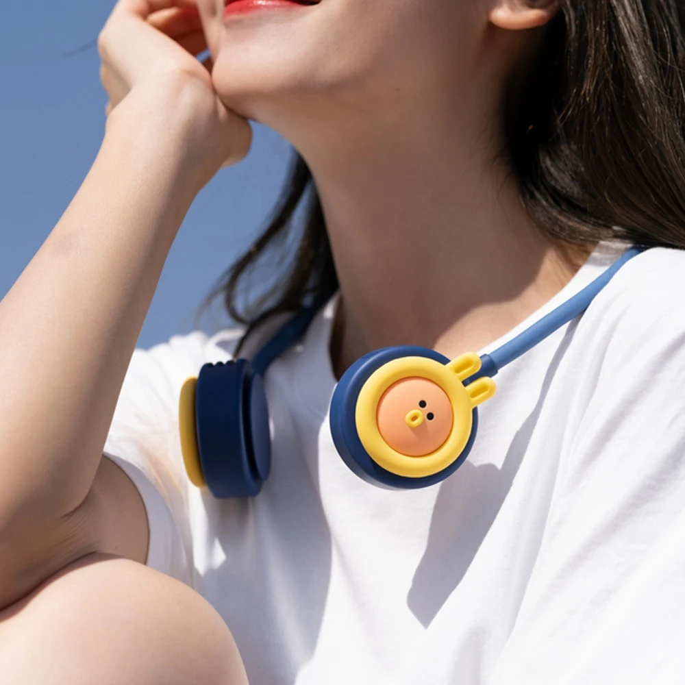 

2021 Summer Bladeless Fan Neck Fan 4000mAh USB Rechargeable Silicone Commercial Household Outdoor Fan Mute Sports Fans for Home