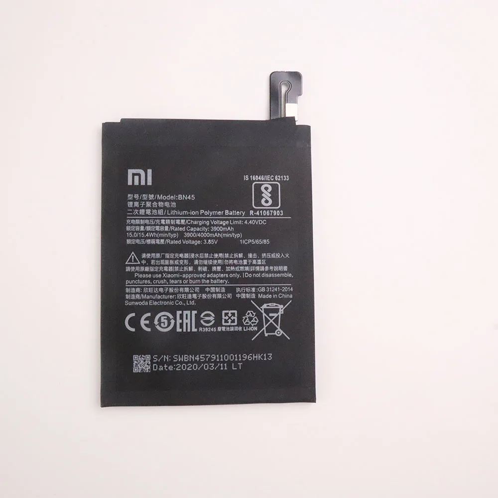 100% Новый оригинальный сменный аккумулятор для телефона BN45 3900mAh Xiaomi Redmi Note 5