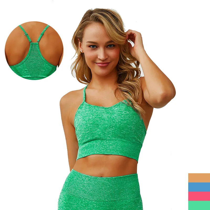 

Pure Color Adjustable Shoulder Strap Vest-Style Underwear Fitness Girl Breathable Yoga Running Sports Gradient Bra Ladies