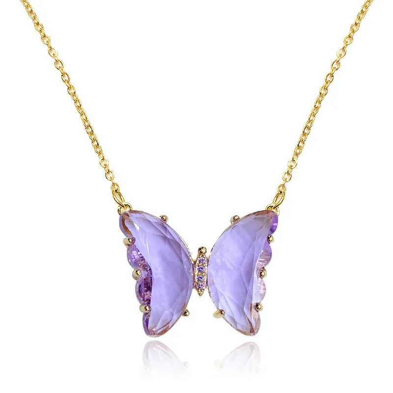 

2021 New Crystal Transparent Butterfly Pendant Necklace Butterfly Stud Earrings Butterfly Rings Great For Women Girls