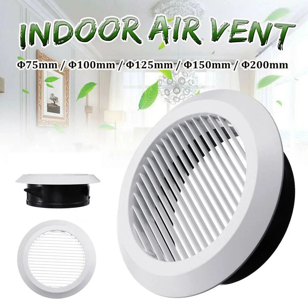 

75/100/125/150/200mm Air Vent Grille Circular Indoor Ventilation Outlet Duct Pipe Cover Cap For Bathroom Kitchen Office Tool New